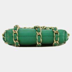 Chanel Green Lambskin Tech Me Out Clutch With Chain