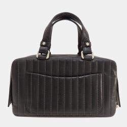 Chanel Black Lambskin Mademoiselle Ligne Bowler Satchel Bag