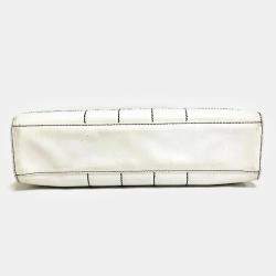 Chanel White Quilted Lambskin Medium Chocolate Bar CC Camera Bag 