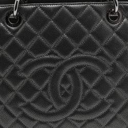 Chanel Dark Grey Quilted Caviar Leather GST Tote