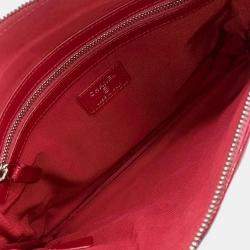 Pre Owned Chanel  Dark Red Leather Quilted Medium Cosmetic Case