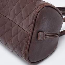 Pre Owned Chanel Brown Quilted Leather Mini Timeless CC Bowler Bag
