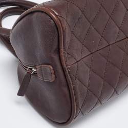 Pre Owned Chanel Brown Quilted Leather Mini Timeless CC Bowler Bag