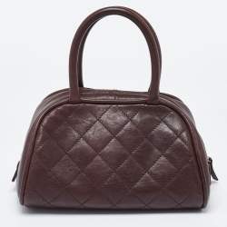 Pre Owned Chanel Brown Quilted Leather Mini Timeless CC Bowler Bag