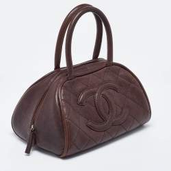 Pre Owned Chanel Brown Quilted Leather Mini Timeless CC Bowler Bag