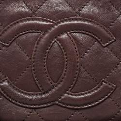 Pre Owned Chanel Brown Quilted Leather Mini Timeless CC Bowler Bag