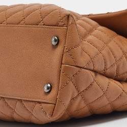 Pre Owned Chanel Brown Caviar Leather Large Quilted Coco Top Handle Bag