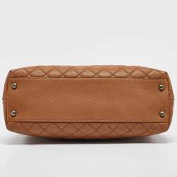 Pre Owned Chanel Brown Caviar Leather Large Quilted Coco Top Handle Bag