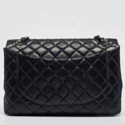 Chanel Black Quilted Leather Maxi Classic Single Flap Bag