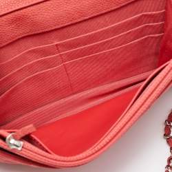 Chanel Coral Pink Quilted Caviar Leather CC Flap Wallet on Chain