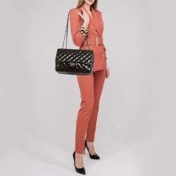 مملوكة مسبقًا Chanel Plum Quilted Patent Leather Jumbo Classic Single Flap Bag