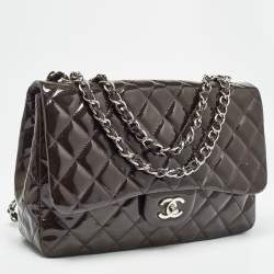 مملوكة مسبقًا Chanel Plum Quilted Patent Leather Jumbo Classic Single Flap Bag