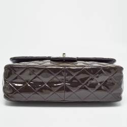 مملوكة مسبقًا Chanel Plum Quilted Patent Leather Jumbo Classic Single Flap Bag