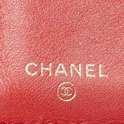Chanel Red Quilted Caviar Leather Boy Compact Wallet