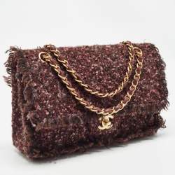 Pre Owned Chanel Multicolor Tweed Medium Classic Double Flap Bag