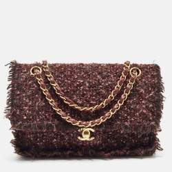 Pre Owned Chanel Multicolor Tweed Medium Classic Double Flap Bag