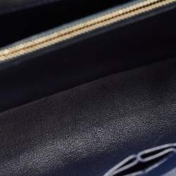 Pre Owned Chanel Dark Blue Chevron Caviar Leather and Lizard Medium Coco Top Handle Bag