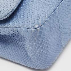 Chanel Blue Python Jumbo Classic Double Flap Bag