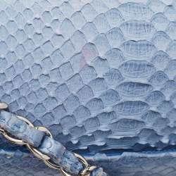 Chanel Blue Python Jumbo Classic Double Flap Bag