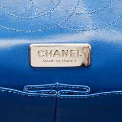 Chanel Blue Python Jumbo Classic Double Flap Bag