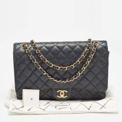 Chanel Black Quilted Caviar Leather Maxi Classic Double Flap Bag