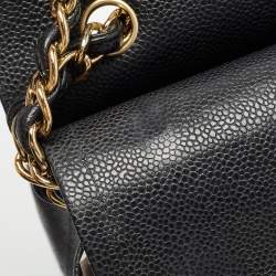 Chanel Black Quilted Caviar Leather Maxi Classic Double Flap Bag