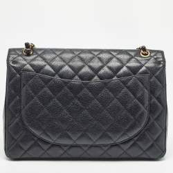 Chanel Black Quilted Caviar Leather Maxi Classic Double Flap Bag