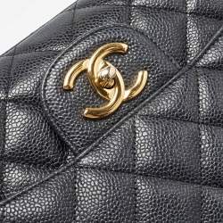 Chanel Black Quilted Caviar Leather Maxi Classic Double Flap Bag