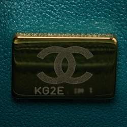 Pre Owned Chanel Green Quilted Patent Leather Mini Rectangle Shaded Classic Flap Shoulder Bag