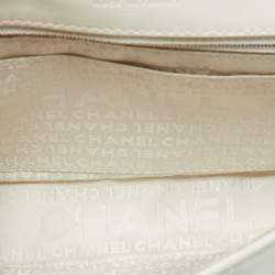 Pre Owned Chanel White Square Quilted Leather Multi Chain Classic Flap Bag