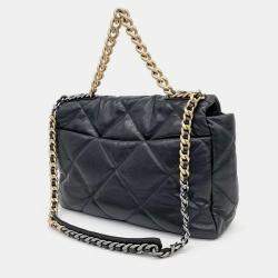 Pre Owned Chanel Black Leather Flap Maxi 19 Handbag