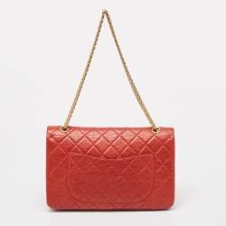 Chanel Red Quilted Aged Leather Reissue 2.55 Classic 227 Flap Bag