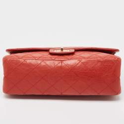 Chanel Red Quilted Aged Leather Reissue 2.55 Classic 227 Flap Bag