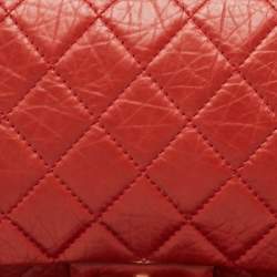 Chanel Red Quilted Aged Leather Reissue 2.55 Classic 227 Flap Bag