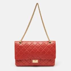 Chanel Red Quilted Aged Leather Reissue 2.55 Classic 227 Flap Bag