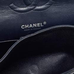 Chanel Navy Blue Quilted Caviar Leather Medium Classic Double Flap Bag