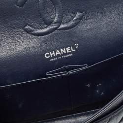 Chanel Navy Blue Quilted Caviar Leather Medium Classic Double Flap Bag