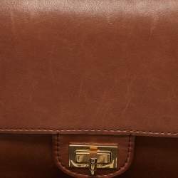 Pre Owned Chanel Brown Leather Nude Reissue 2.55 Paris-Hamburg Medals 226 Flap Bag
