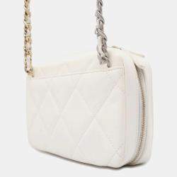 Chanel White Caviar Quilted Camera Bag 