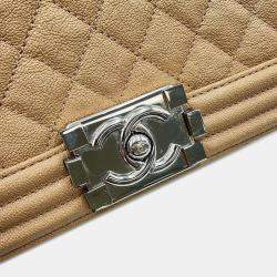 Chanel Beige Leather Medium Boy Shoulder Bags