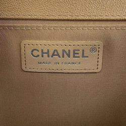 Chanel Beige Leather Medium Boy Shoulder Bags