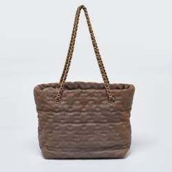 Pre Owned Chanel Brown Quilted Caviar Leather Wild Stitch Tote