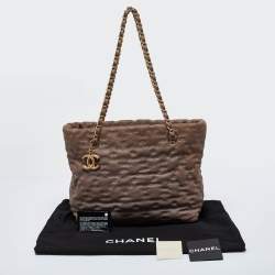 Pre Owned Chanel Brown Quilted Caviar Leather Wild Stitch Tote