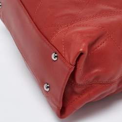 Pre Owned Chanel Red Quilted Leather Small Soft Touch Tote