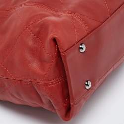 Pre Owned Chanel Red Quilted Leather Small Soft Touch Tote