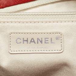 Pre Owned Chanel Red Quilted Leather Small Soft Touch Tote
