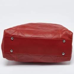 Pre Owned Chanel Red Quilted Leather Small Soft Touch Tote