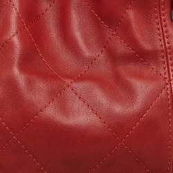 Pre Owned Chanel Red Quilted Leather Small Soft Touch Tote