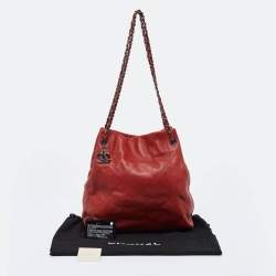Pre Owned Chanel Red Quilted Leather Small Soft Touch Tote