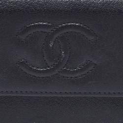  Chanel Black Leather Timeless CC Flap Trifold Wallet
